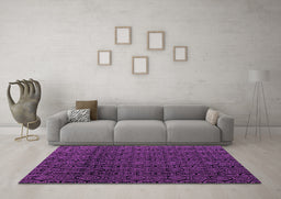 Machine Washable Oriental Purple Modern Area Rugs in a Living Room, wshabs5015pur