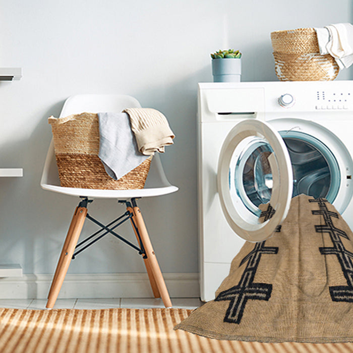 Machine Washable Abstract Red Brown Rug in a Washing Machine, wshabs5016