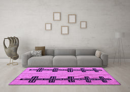 Machine Washable Oriental Purple Modern Area Rugs in a Living Room, wshabs5016pur