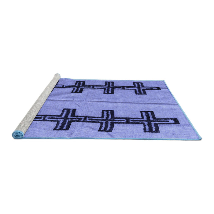 Sideview of Machine Washable Oriental Blue Modern Rug, wshabs5016blu