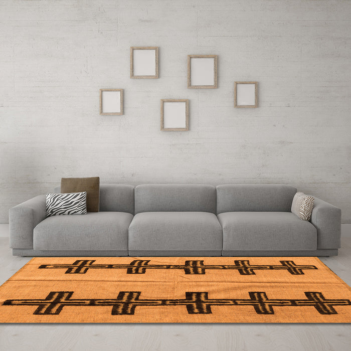 Machine Washable Oriental Orange Modern Area Rugs in a Living Room, wshabs5016org