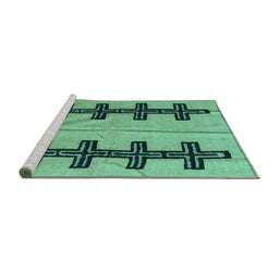 Sideview of Machine Washable Oriental Turquoise Modern Area Rugs, wshabs5016turq