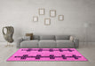 Machine Washable Oriental Pink Modern Rug in a Living Room, wshabs5016pnk