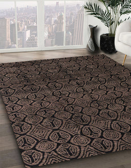 Abstract Brown Oriental Rug in Family Room, abs5017