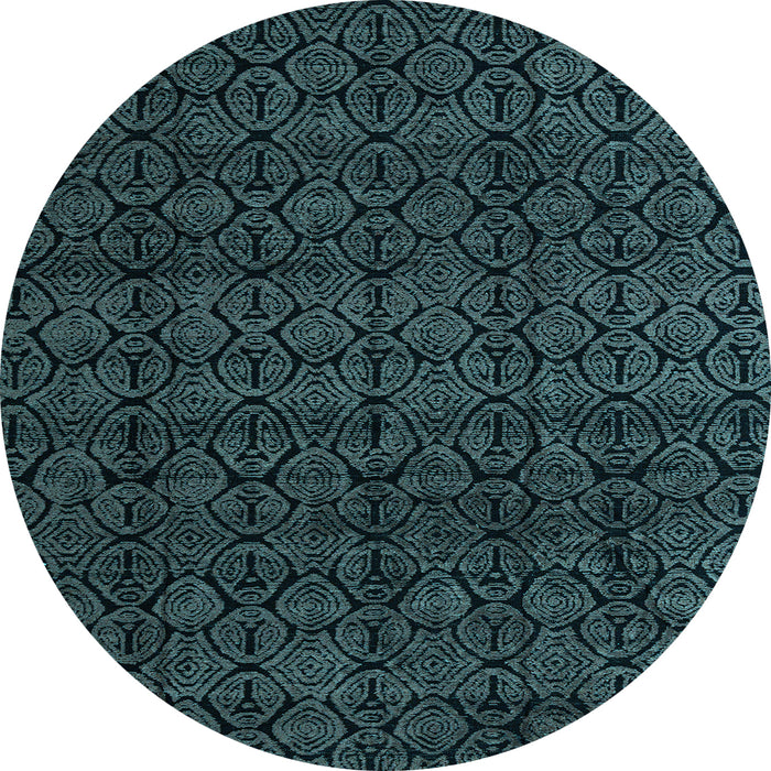 Round Machine Washable Oriental Light Blue Modern Rug, wshabs5017lblu