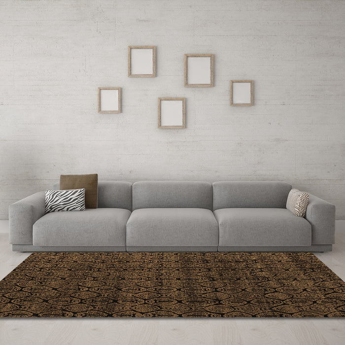 Machine Washable Oriental Brown Modern Rug in a Living Room,, wshabs5017brn