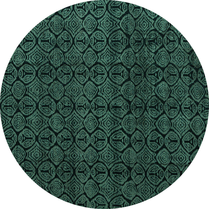 Round Machine Washable Oriental Turquoise Modern Area Rugs, wshabs5017turq