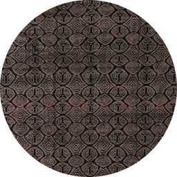 Round Abstract Brown Oriental Rug, abs5017