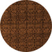 Round Machine Washable Oriental Orange Modern Area Rugs, wshabs5017org