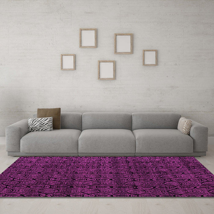 Machine Washable Oriental Pink Modern Rug in a Living Room, wshabs5017pnk