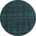 Round Oriental Light Blue Modern Rug, abs5017lblu