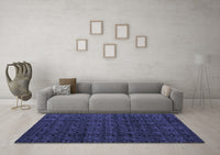 Machine Washable Oriental Blue Modern Rug, wshabs5017blu