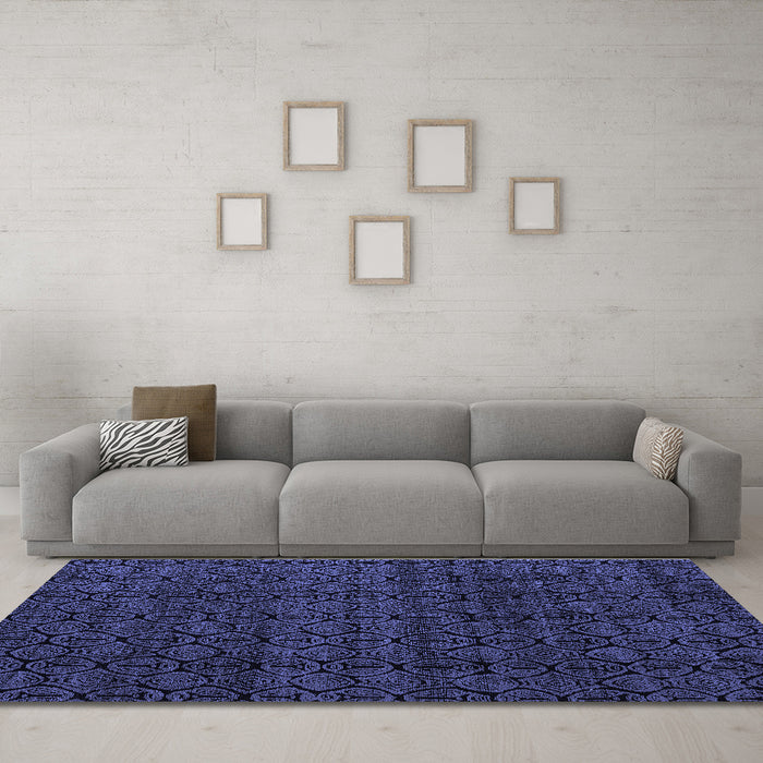 Machine Washable Oriental Blue Modern Rug in a Living Room, wshabs5017blu