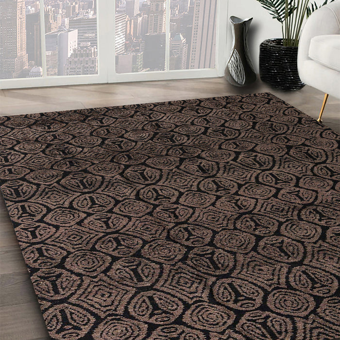 Abstract Brown Oriental Rug in Family Room, abs5017