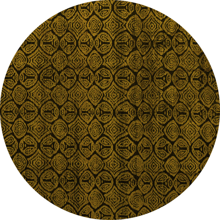 Round Machine Washable Oriental Yellow Modern Rug, wshabs5017yw