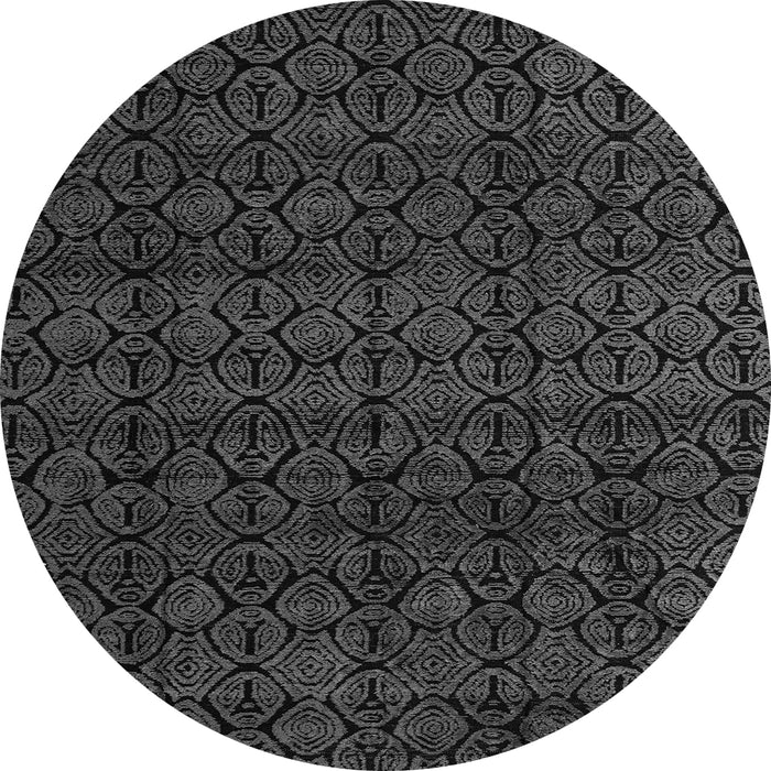 Round Machine Washable Oriental Gray Modern Rug, wshabs5017gry