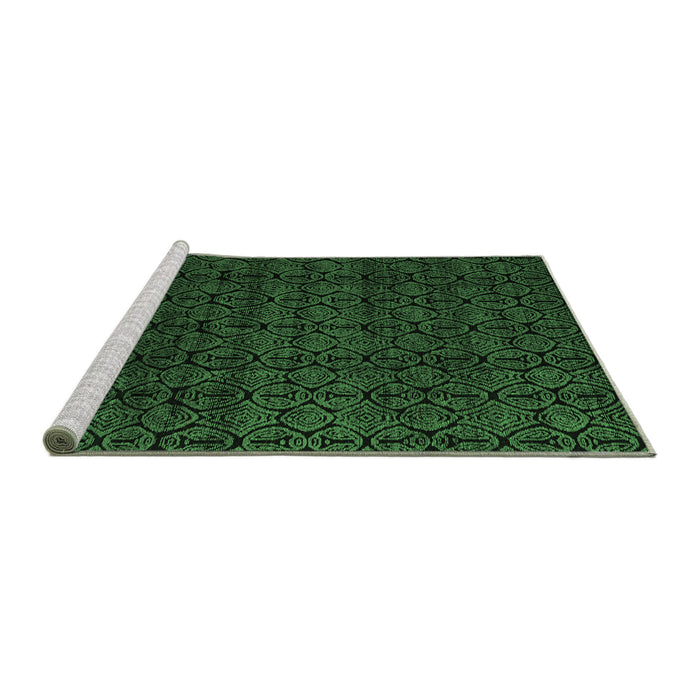 Sideview of Machine Washable Oriental Emerald Green Modern Area Rugs, wshabs5017emgrn