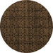 Round Oriental Brown Modern Rug, abs5017brn