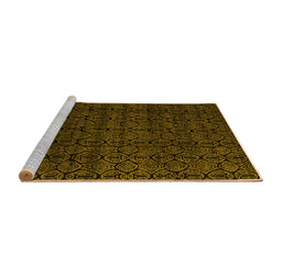 Sideview of Machine Washable Oriental Yellow Modern Rug, wshabs5017yw