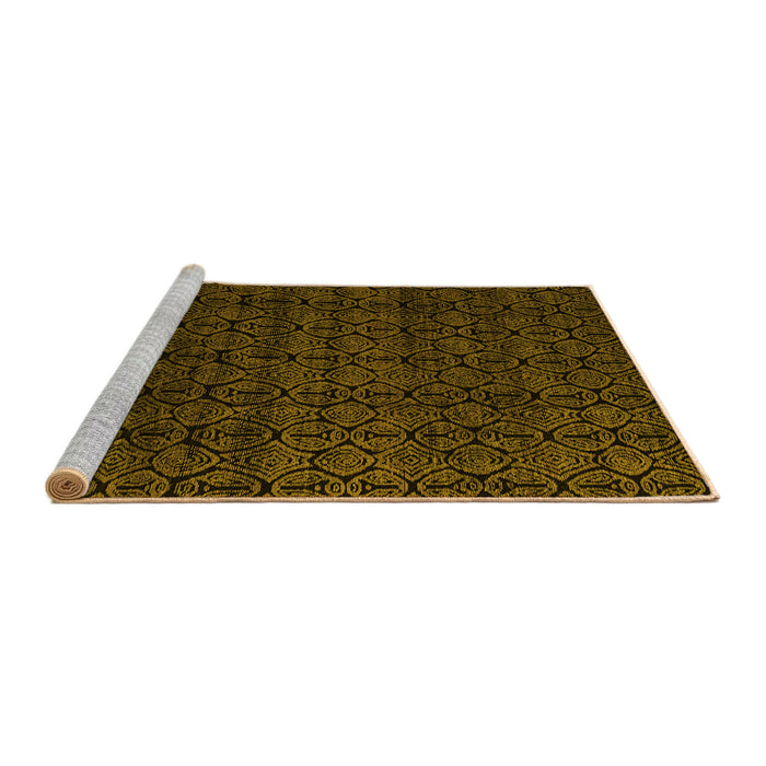 Sideview of Machine Washable Oriental Yellow Modern Rug, wshabs5017yw