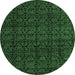 Round Oriental Emerald Green Modern Rug, abs5017emgrn