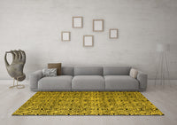 Machine Washable Oriental Yellow Modern Rug, wshabs5018yw