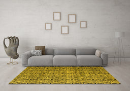 Machine Washable Oriental Yellow Modern Rug in a Living Room, wshabs5018yw