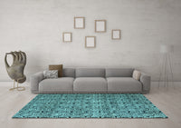 Machine Washable Oriental Light Blue Modern Rug, wshabs5018lblu