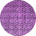 Round Machine Washable Oriental Purple Modern Area Rugs, wshabs5018pur