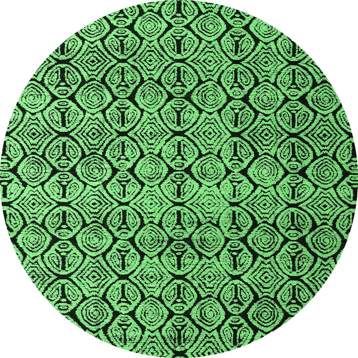 Round Machine Washable Oriental Emerald Green Modern Area Rugs, wshabs5018emgrn