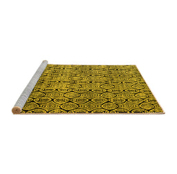 Sideview of Machine Washable Oriental Yellow Modern Rug, wshabs5018yw