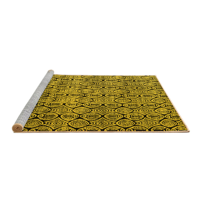 Sideview of Machine Washable Oriental Yellow Modern Rug, wshabs5018yw