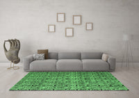 Machine Washable Oriental Emerald Green Modern Rug, wshabs5018emgrn