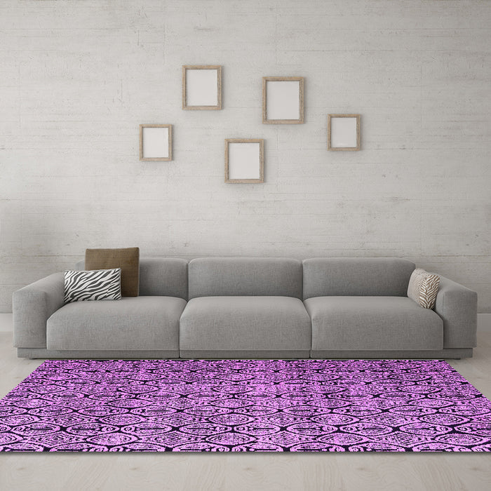 Machine Washable Oriental Purple Modern Area Rugs in a Living Room, wshabs5018pur