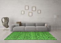 Machine Washable Oriental Green Modern Rug, wshabs5018grn