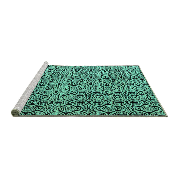 Sideview of Machine Washable Oriental Turquoise Modern Area Rugs, wshabs5018turq