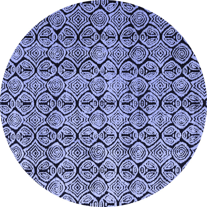 Round Machine Washable Oriental Blue Modern Rug, wshabs5018blu