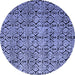 Round Machine Washable Oriental Blue Modern Rug, wshabs5018blu