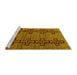 Sideview of Machine Washable Oriental Yellow Modern Rug, wshabs5019yw