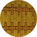 Round Machine Washable Oriental Yellow Modern Rug, wshabs5019yw