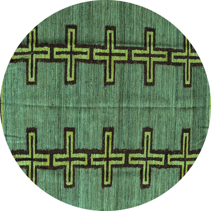 Round Oriental Turquoise Modern Rug, abs5019turq