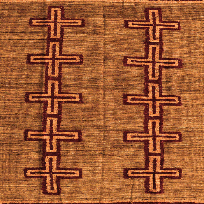 Square Machine Washable Oriental Orange Modern Area Rugs, wshabs5019org