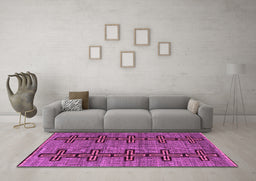Machine Washable Oriental Purple Modern Area Rugs in a Living Room, wshabs5019pur
