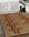 Abstract Red Brown Oriental Rug in Family Room, abs5019