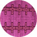 Round Machine Washable Oriental Pink Modern Rug, wshabs5019pnk