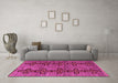 Machine Washable Oriental Pink Modern Rug in a Living Room, wshabs5019pnk