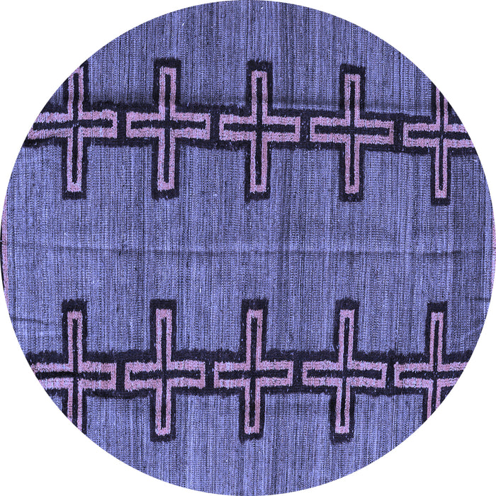 Round Machine Washable Oriental Blue Modern Rug, wshabs5019blu