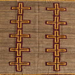 Square Abstract Red Brown Oriental Rug, abs5019