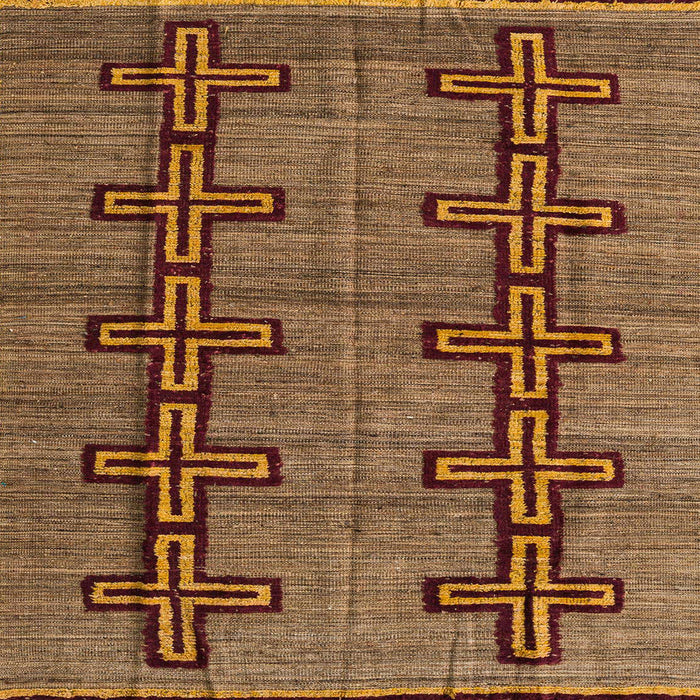 Square Abstract Red Brown Oriental Rug, abs5019