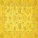 Square Machine Washable Oriental Yellow Traditional Rug, wshabs501yw